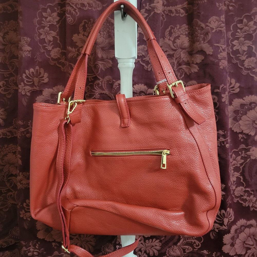 Red Leather Tano Tote Handbag